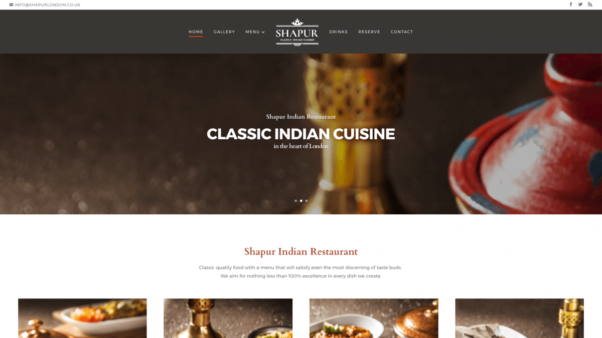 Website design for Indian Restaurant Shapur after 1