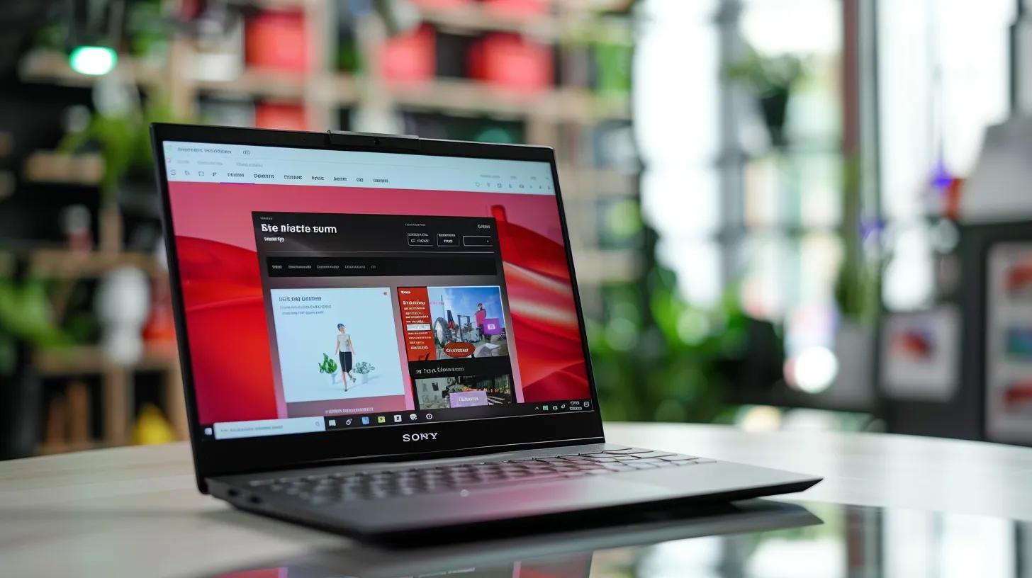 a sleek, modern ecommerce website displayed on a laptop screen, featuring a vibrant, user-friendly interface with eye-catching product visuals, emphasising seamless navigation and strong seo elements in a bright, well-lit workspace.