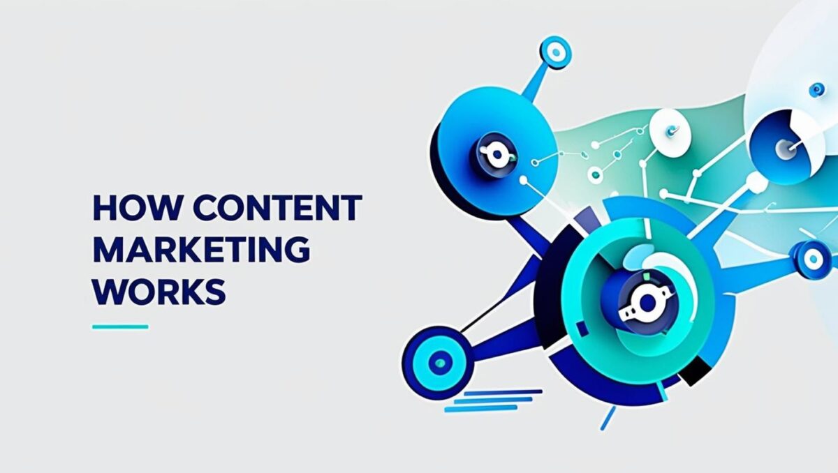 content marketing,content marketing tips,content marketing guide,content marketing advice header image for an article about How Content Marketing Works use the colours vivid blue and aqua teal